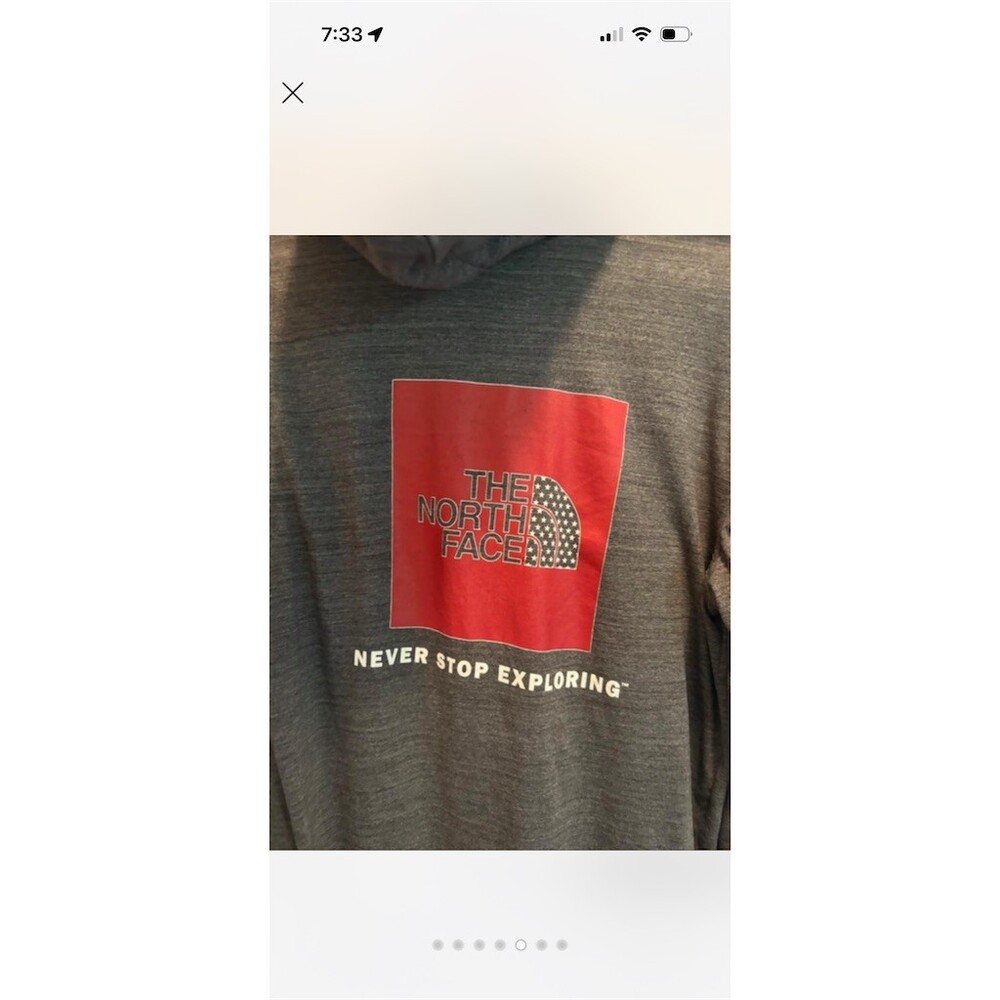 The North Face Hoodie Mens M Gray Full Zip Lightweight Hood Red Logo - Picture 5 of 7